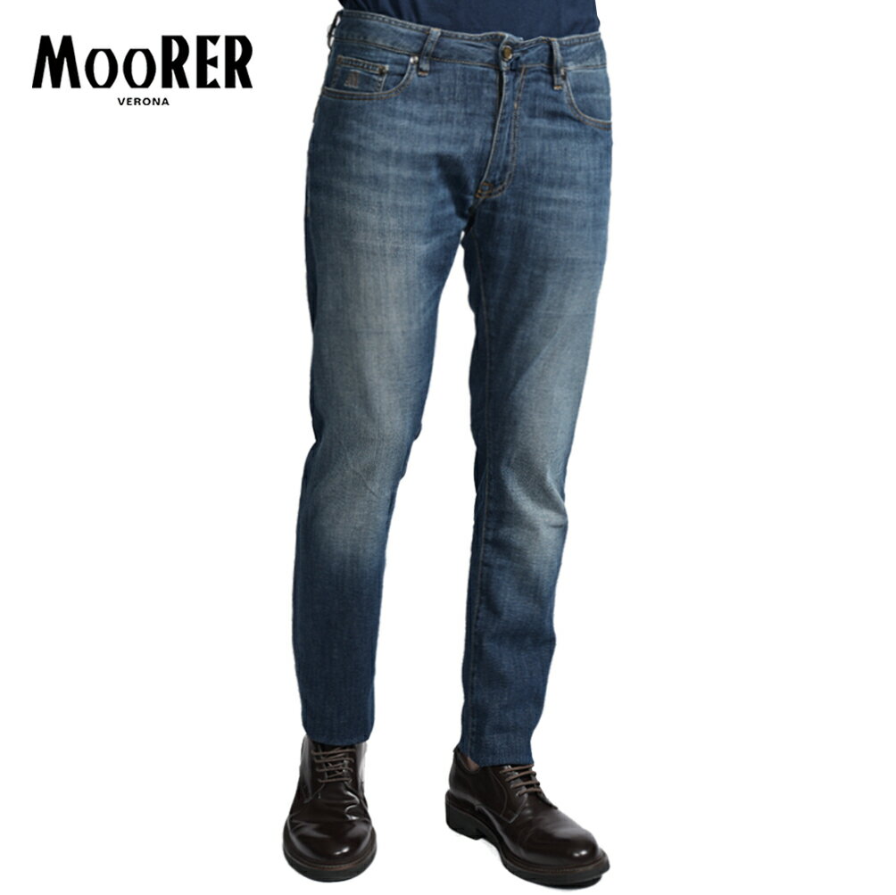 Rakuten - 【P20倍】 ムーレー MOORER CREDI-PS705 デニムジーンズ 5ポケット パンツ メンズ スリムフィット Japanese Fabric コットンストレッチ ネイビー イタリア ブランド MADE IN ITALY