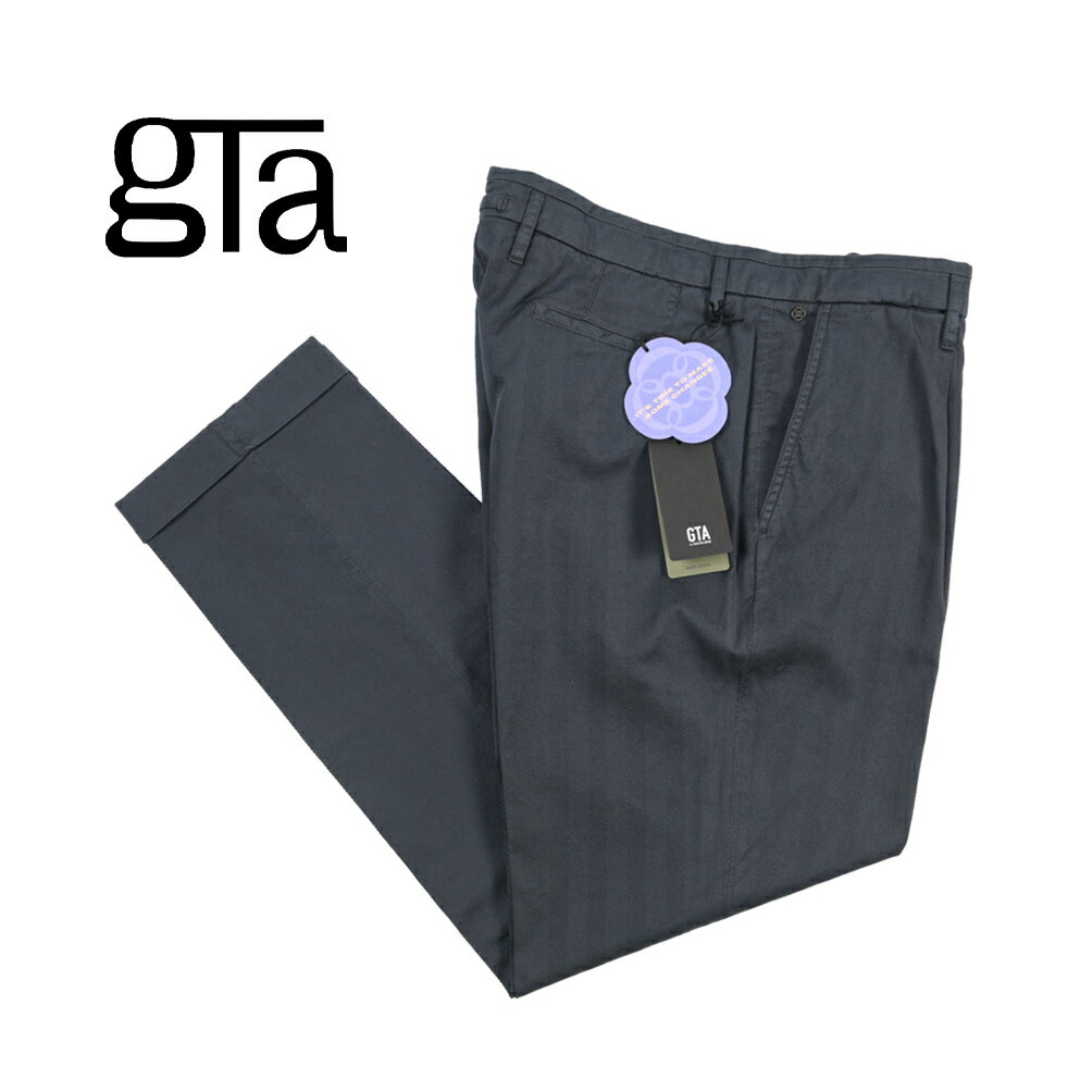 Rakuten - 【クーポンで半額】 ジーティーアー GTA ALESSANDRO アレッサンドロ COMFORT コンフォート コットンスラックス ワンタック インプリーツ パンツ 春夏 メンズ コットン ストレッチ ヘリンボーン ダークネイビー イタリア ブランド