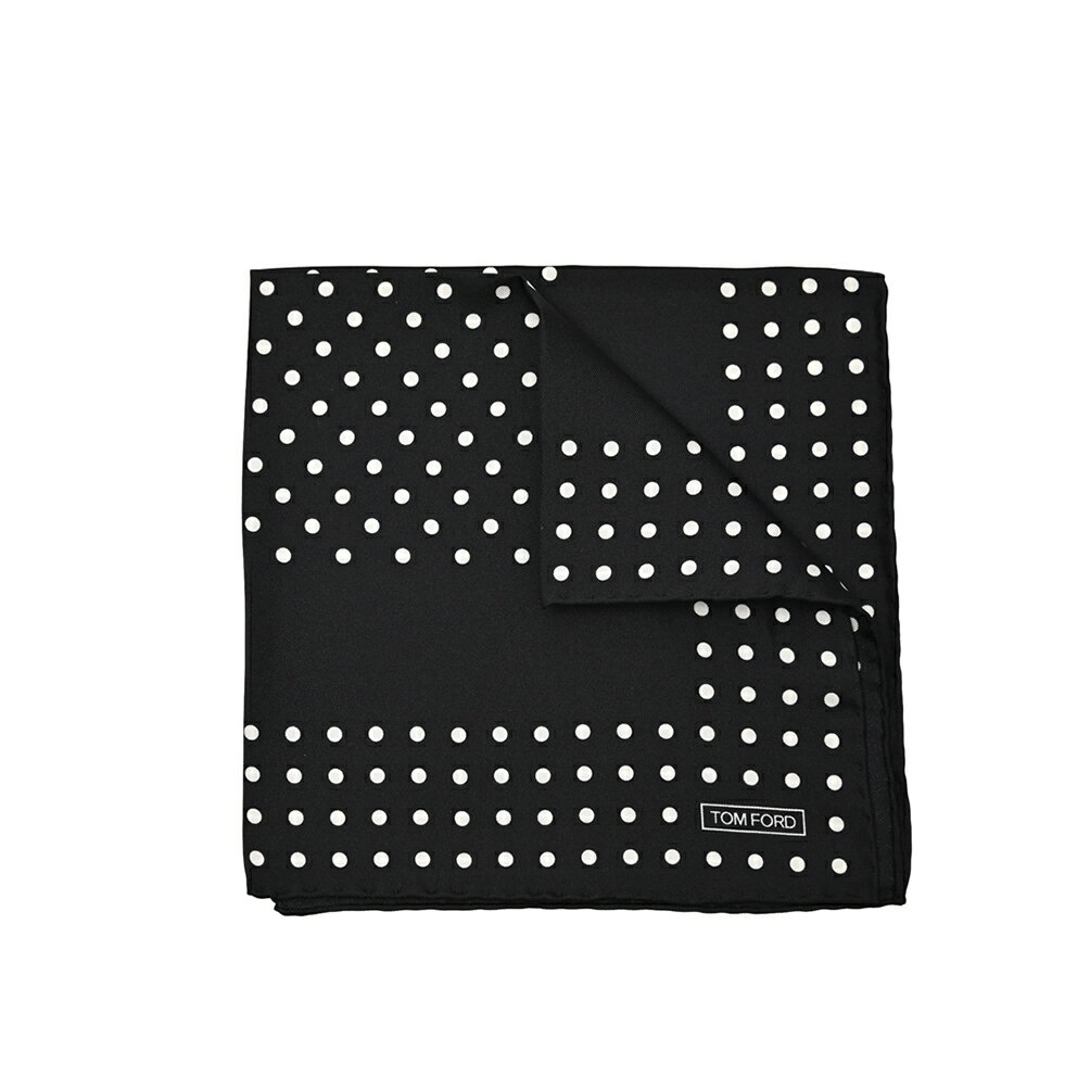 トムフォード TOM FORD ポケットチーフ メンズ シルク 100% ブラック ドット イタリア ブランド MADE IN ITALY フォーマル パーティー 結婚式 ギフト プレゼント