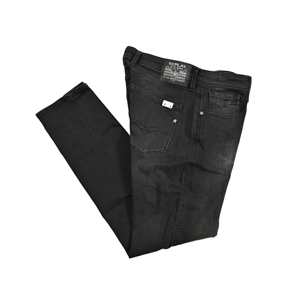 Rakuten - 【半額以下】 リプレイ REPLAY ANBASS アンバス デニムジーンズ ストレッチパンツ メンズ SLIM FIT スリムフィット コットン ブラック イタリア ブランド M914