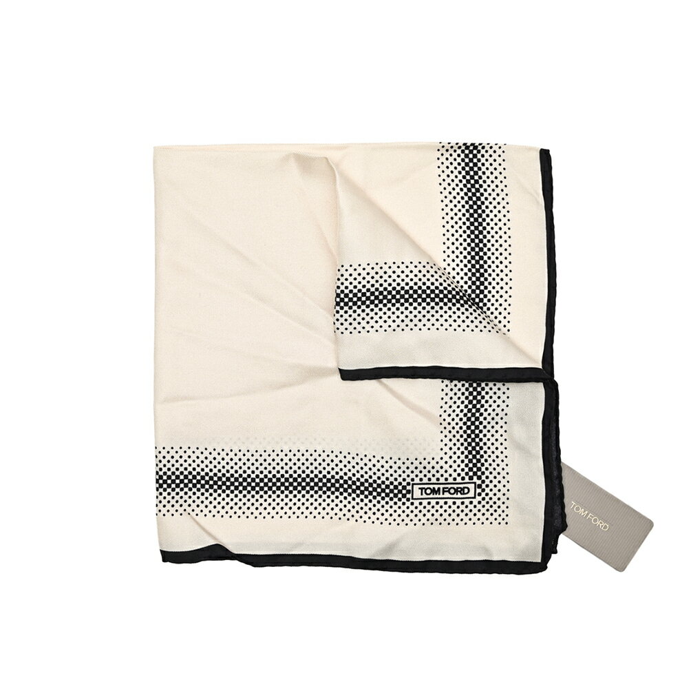 トムフォード TOM FORD ポケットチーフ メンズ シルク 100% 幾何柄 ベージュ イタリア ブランド MADE IN ITALY フォーマル パーティー 結婚式 ギフト プレゼント