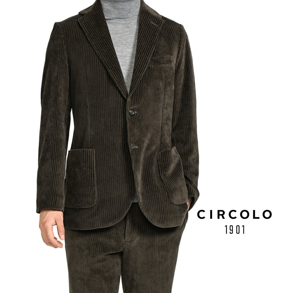 【スーパーSALE】 チルコロ 1901 CIRCOLO 1901 23-24AW 太畝コーデュロイ テーラードジャケット 2Bシングルフロント ピークドラペル 秋冬 メンズ コットン ブラウン セットアップ可 イタリア ブランド