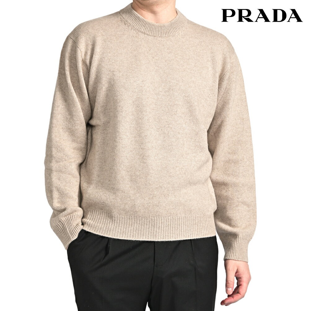Rakuten - 【P10倍】 プラダ PRADA 【2026年 春夏新作】 GIROCOLLO ニットセーター クルーネック ミドルゲージ 長袖 春夏 秋 3シーズン メンズ カシミヤ 100% ベージュ イタリア ブランド MADE IN ITALY