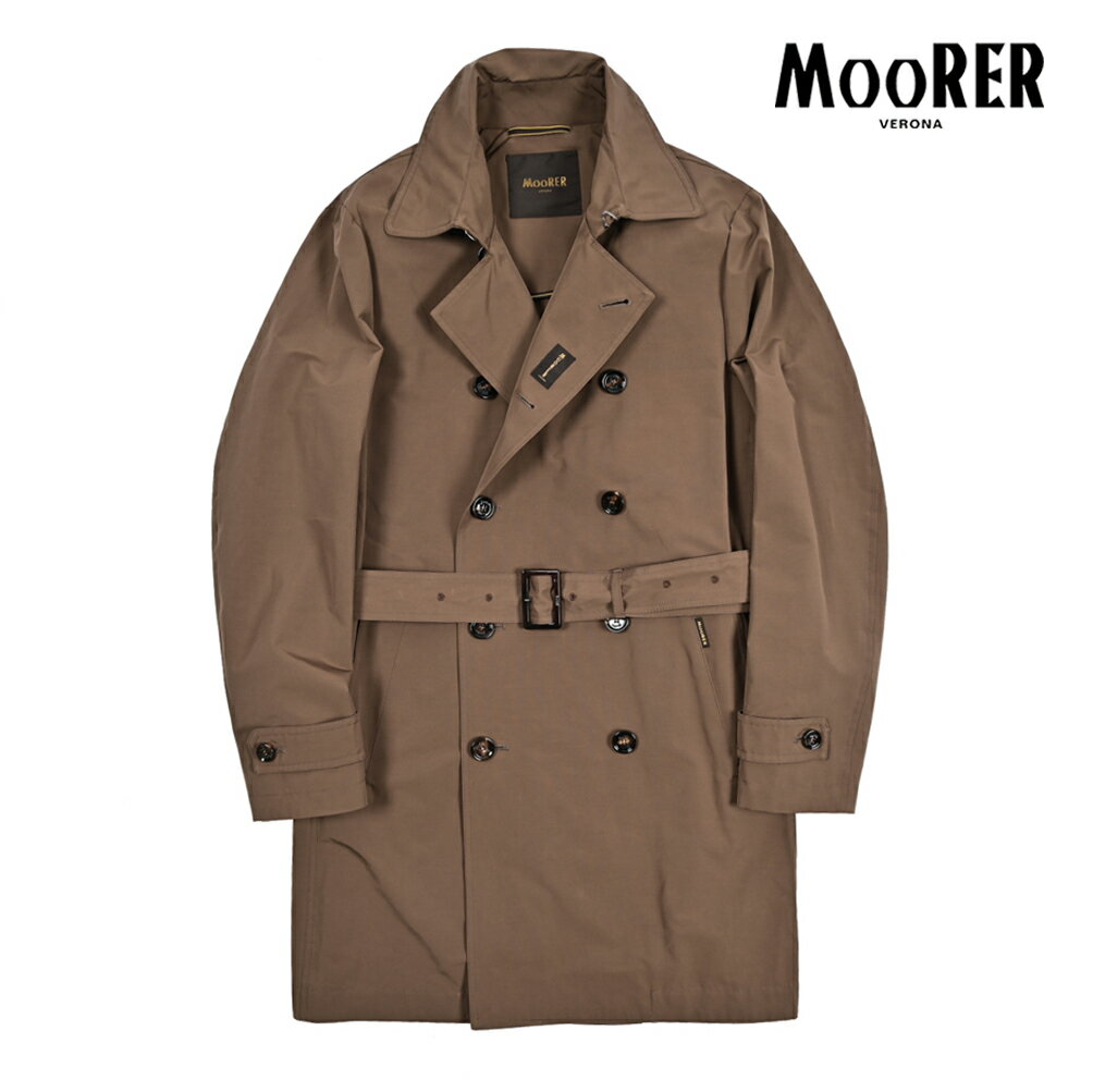 Rakuten - 【春夏先行セール】【半額以下】 ムーレー MOORER MELFI-WM トレンチコート スプリングコート ダブルブレスト 春夏 メンズ ライトアウター 撥水 高機能コットン ポリエステル ブラウン イタリア ブランド MADE IN ITALY