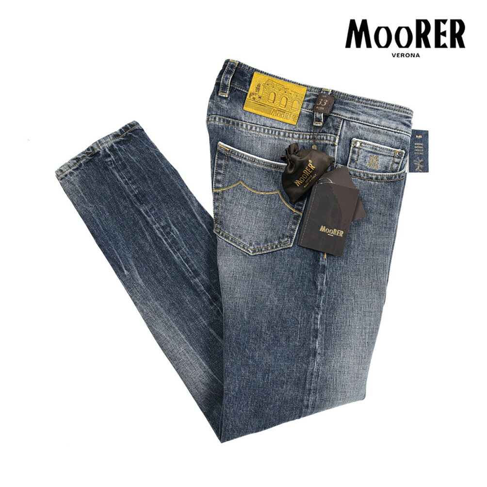 Rakuten - 【春夏先行セール】【半額以下】 ムーレー MOORER GIOTTO-DF301 デニムジーンズ 5ポケット パンツ メンズ Japanese Fabric Selvedge Denim セルビッチデニム コットン 100% ブルー イタリア ブランド MADE IN ITALY