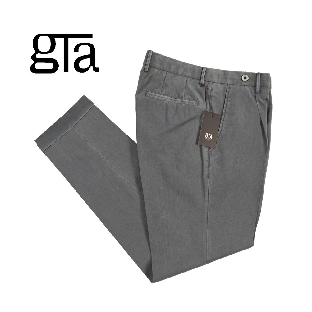 樂天商城 - 【春夏先行セール】【40％OFF】 ジーティーアー GTA BYRON バイロン SLIM スリム ウールスラックス ワンタック グルカパンツ 春夏 メンズ 製品染め ヴァージンウール 100% グレー イタリア ブランド