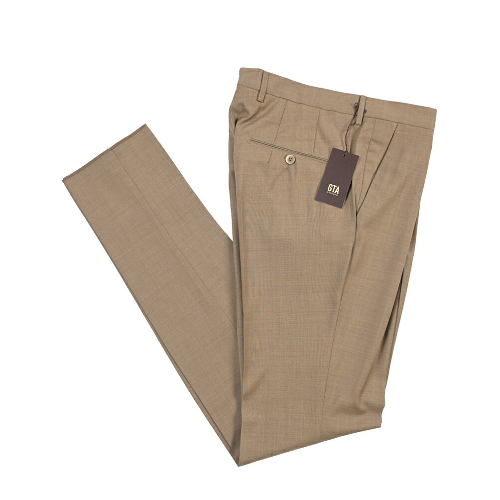 樂天商城 - 【春夏先行セール】【40％OFF】 ジーティーアー GTA 772 L SLIM スリム ウールスラックス ワンタック パンツ 春夏 メンズ ウール 100% ブラウン イタリア ブランド