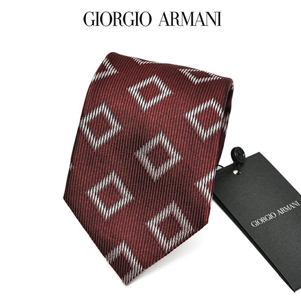 【P10倍】【SALE】 ジョルジオ アルマーニ GIORGIO ARMANI ネクタイ オールシーズン メンズ シルク 100% 小紋柄 ワインレッド イタリア ブランド MADE IN ITALY ビジネス ギフト プレゼント ラッピング無料