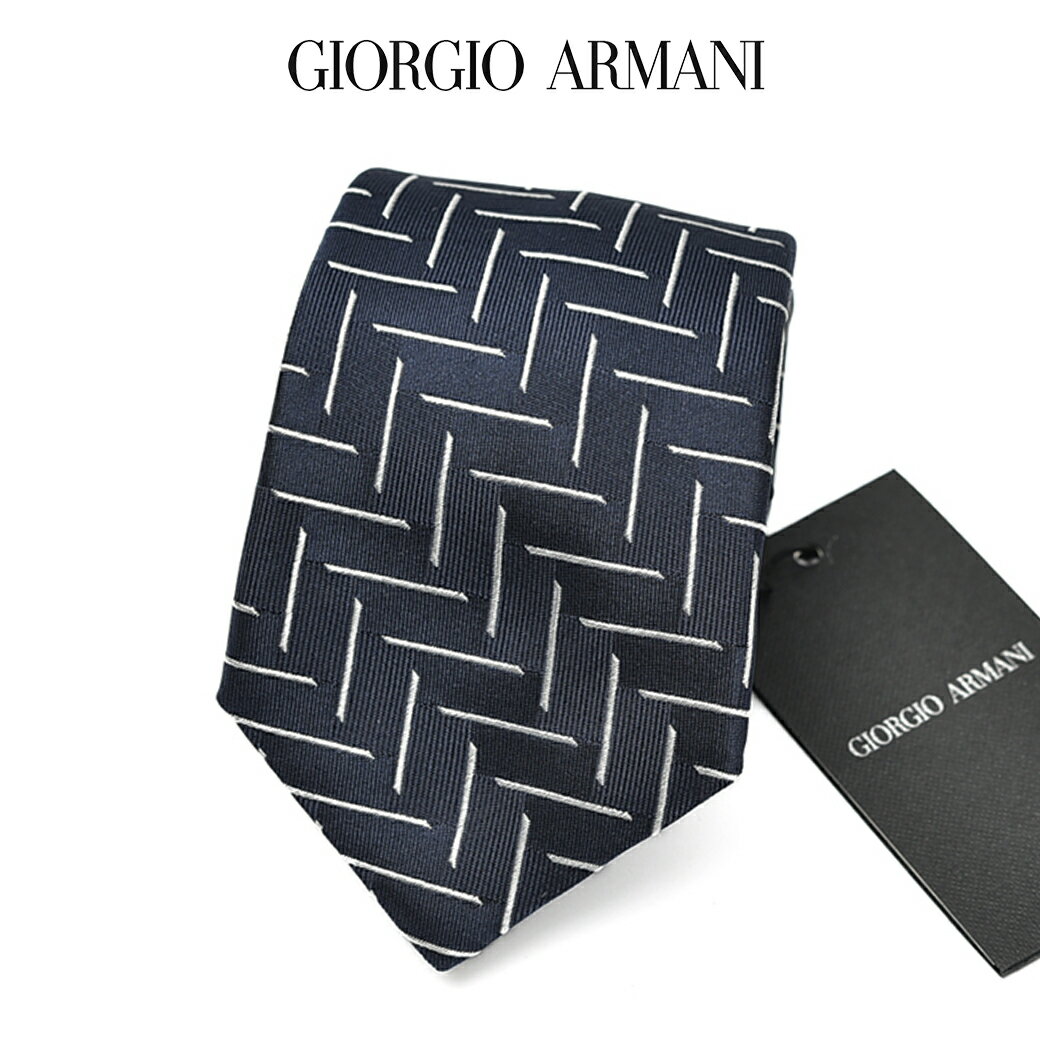 【SALE】【ポイント20倍】 ジョルジオ アルマーニ GIORGIO ARMANI ネクタイ オールシーズン メンズ シルク 100% ヘリンボーン ネイビー イタリア ブランド MADE IN ITALY ビジネス ギフト プレゼント ラッピング無料