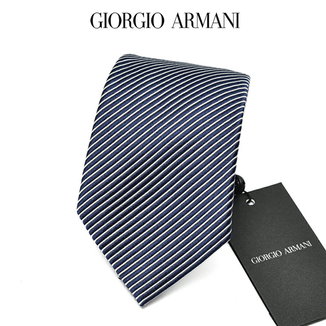 ジョルジオ アルマーニ ネクタイ 【SALE】【ポイント10倍】 ジョルジオ アルマーニ GIORGIO ARMANI ネクタイ オールシーズン メンズ シルク コットン レジメンタル ネイビー イタリア ブランド MADE IN ITALY ビジネス ギフト プレゼント ラッピング無料