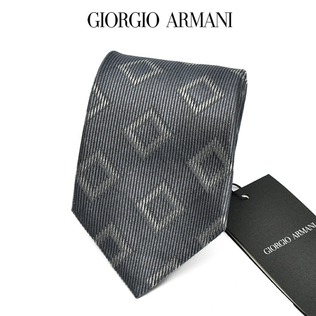 【SALE】【ポイント20倍】 ジョルジオ アルマーニ GIORGIO ARMANI ネクタイ オールシーズン メンズ シルク 100% 総柄 ブルーグレー イタリア ブランド MADE IN ITALY ビジネス ギフト プレゼント ラッピング無料