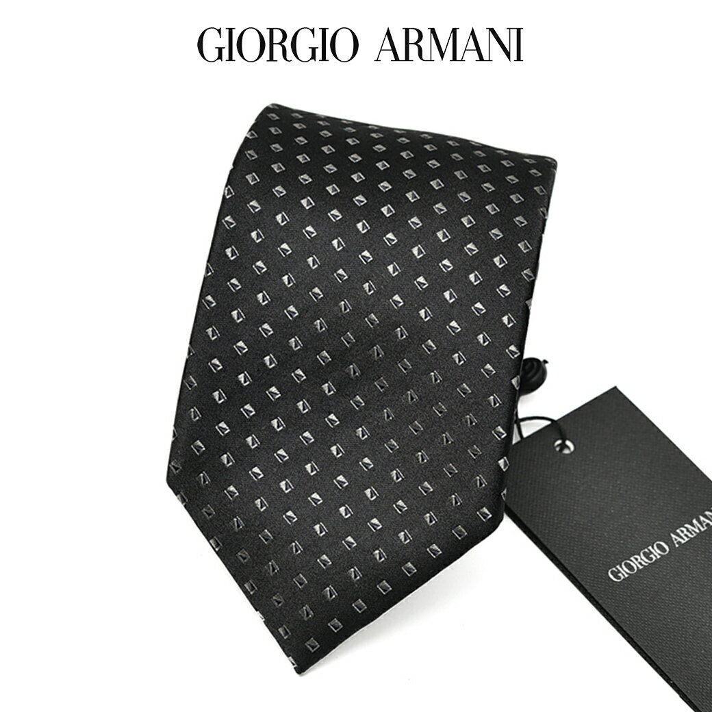 アルマーニ ネクタイ 【P20倍】【SALE】 ジョルジオ アルマーニ GIORGIO ARMANI ネクタイ オールシーズン メンズ シルク 100% 小紋柄 ブラック イタリア ブランド MADE IN ITALY ビジネス ギフト プレゼント ラッピング無料