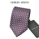 【P20倍】【SALE】 ジョルジオ アルマーニ GIORGIO ARMANI ネクタイ オールシーズン メンズ シルク 100% 総柄 七宝柄 レッド×ネイビ...