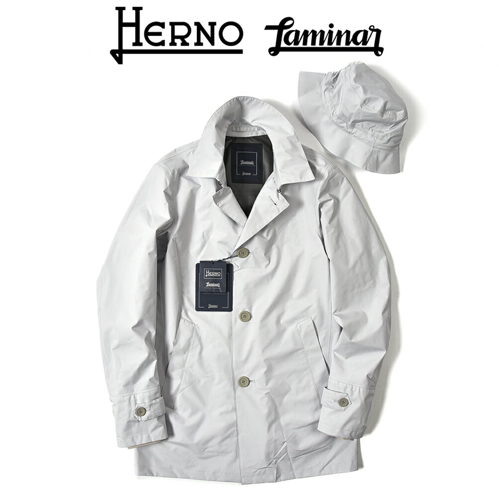 ヘルノ HERNO Laminar ラミナー 2レイヤー ステンカラー レインコート 春夏 メンズ GORE-TEX ゴアテックス 耐久防水性 防風性 透湿性 ライトグレー RAINCOAT WITH BUCKET HATのサムネイル