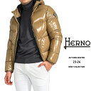  ヘルノ HERNO 23-24AW さらにお値下げ！ ダウンジャケット フーディーブルゾン ボンバージャケット 秋冬 メンズ アウター GLOSS HOODED BOMBER ベージュ グロッシーペイント加工 イタリア ブランド