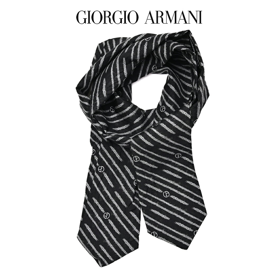 Rakuten - 【SALE】【P20倍】 ジョルジオ アルマーニ GIORGIO ARMANI ネクタイ アスコットタイ オールシーズン メンズ シルク 100% 総柄 ブランドロゴ ブラック イタリア ブランド MADE IN ITALY ビジネス ギフト プレゼント ラッピング無料
