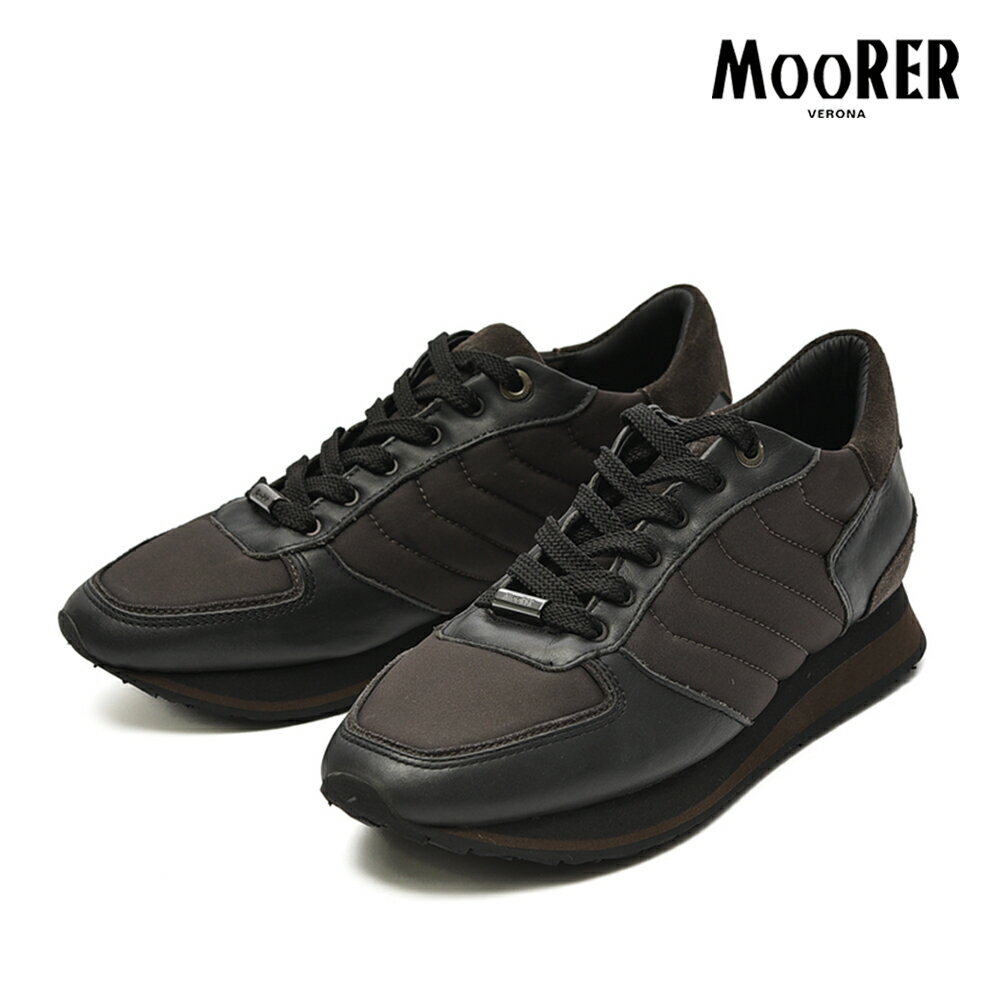 【新春初売り】 ムーレー MOORER BALBO-NPP レザーコンビネーション スニーカー ローカット シューズ メンズ レザー スエード ブラウン イタリア ブランド MADE IN ITALY