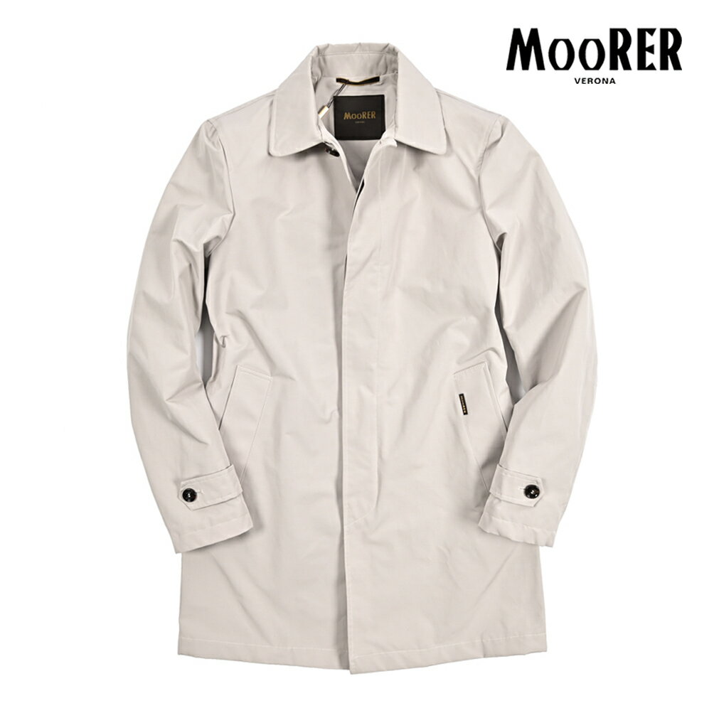 【クーポンで半額】 ムーレー MOORER VITTOR-WM ステンカラーコート フライフロント 春夏 秋 3シーズン メンズ ライトアウター 撥水 高機能コットン ポリエステル ライトグレー イタリア ブランド MADE IN ITALY