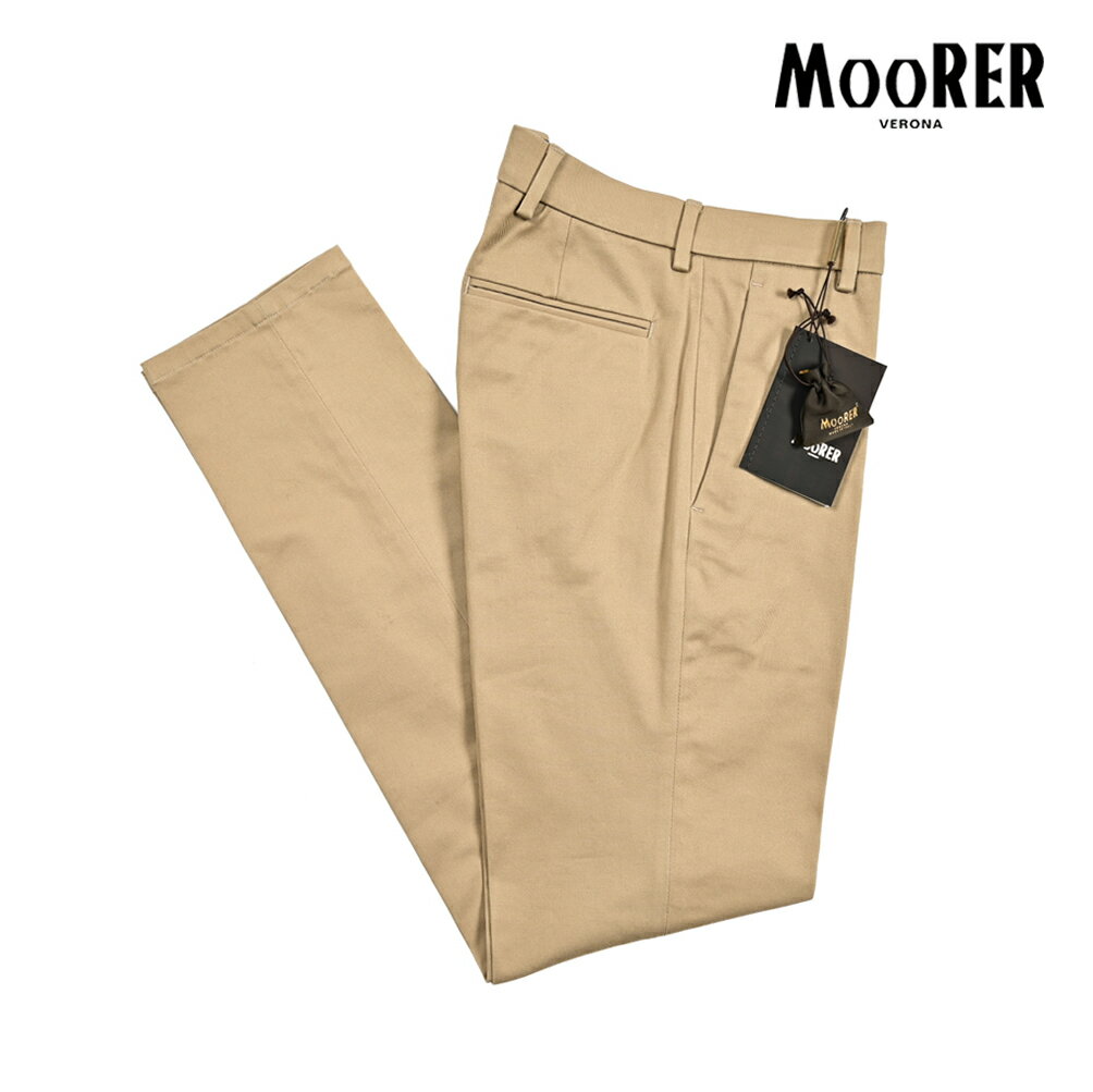 乐天商城 - 【スーパーSALE】【半額以下】 ムーレー MOORER BOREL-KO スラックス チノパンツ ノータック 秋冬 春 3シーズン メンズ コットンストレッチ ベージュ イタリア ブランド MADE IN ITALY