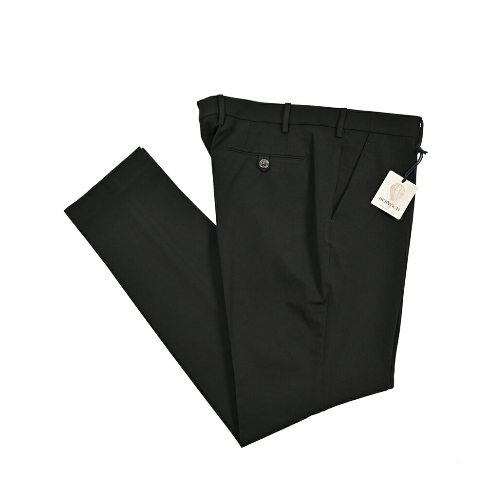 【クリアランス】 ベルウィッチ BERWICH MORELLO モレロ スラックス ノータック パンツ 春夏 秋 3シーズン メンズ 高機能ストレッチ ビスコース ブラック イタリア ブランド MADE IN ITALY