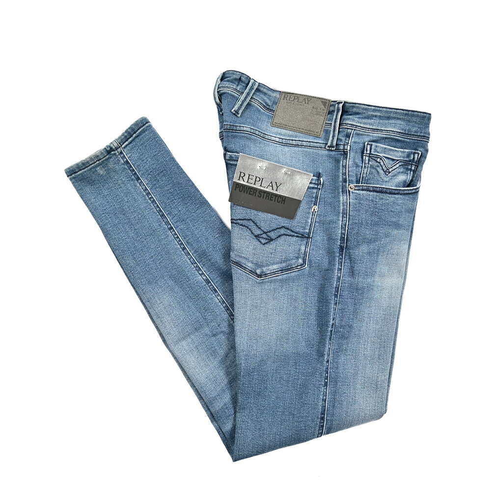 Rakuten - 【SALE】【半額以下】 リプレイ REPLAY ANBASS アンバス デニムジーンズ ストレッチパンツ メンズ SLIM FIT スリムフィット コットン ライトブルー イタリア ブランド M914