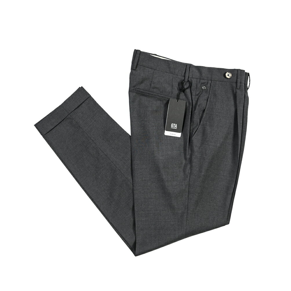 樂天商城 - 【春夏先行セール】【40％OFF】 ジーティーアー GTA BYRON C バイロン SLIM スリム ウールスラックス ワンタック グルカパンツ 春夏 メンズ ウール 100% ダークグレー イタリア ブランド