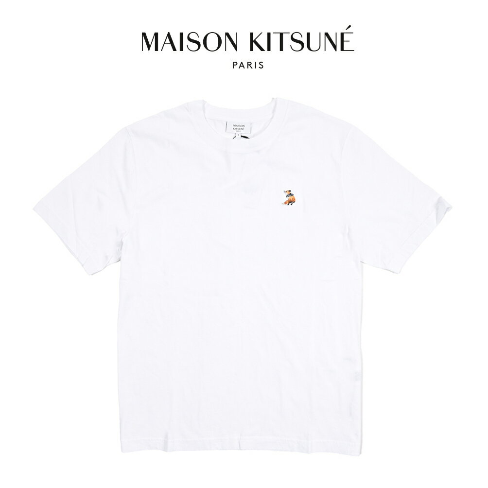 Rakuten - 【スーパーSALE】 メゾンキツネ MAISON KITSUNE 【2026年 春夏新作】 ドリーミングフォックス ジャージーTシャツ クルーネック コンフォートフィット 半袖 春夏 メンズ オーガニックコットン 100% 刺繍パッチ ホワイト フランス パリ ブランド