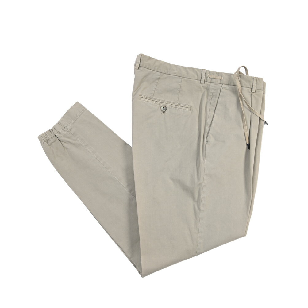 樂天商城 - 【春夏先行セール】【40％OFF】 ジーティーアー GTA HERRICK JOG NEW エリック COMFORT コンフォート コットンスラックス ワンタック ジョガーパンツ インドローコード 春夏 メンズ コットン ストレッチ グレージュ イタリア ブランド