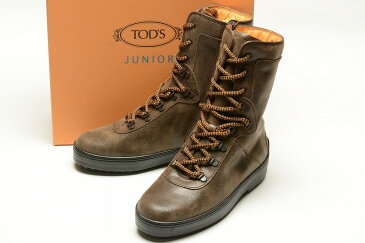 TOD'S トッズ レザー レースアップ ブーツ シューズ 靴 ブラウン ブランド 【子供靴】【キッズ】【ジュニア】【サイズEU30〜EU35/18.5cm〜22cm/7歳〜11歳】