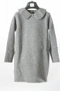 カングラ Kangra ニットワンピース ビーズ付け襟 グレー 子供服 キッズ ジュニア 【サイズ4歳〜16歳】【メリノウール100%】