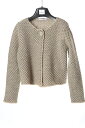 カングラ Kangra ニットカーディガン ボレロ ラメ糸刺繍デザイン グレー×アイボリー 子供服 キッズ ジュニア 【サイズ6(6歳)〜8(8歳)】