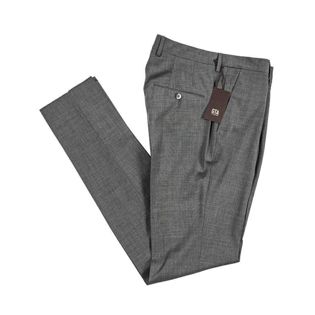 乐天商城 - 【春夏先行セール】【40％OFF】 ジーティーアー GTA 772 L SLIM スリム スラックス ワンタック パンツ 春夏 メンズ ウール 100% グレー イタリア ブランド