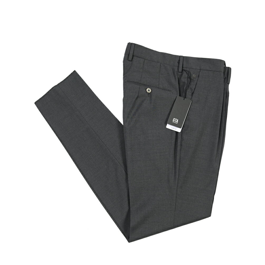 樂天商城 - 【春夏先行セール】【40％OFF】 ジーティーアー GTA 772 L SLIM スリム ウールスラックス ワンタック パンツ 春夏 メンズ ウール 100% ダークグレー イタリア ブランド