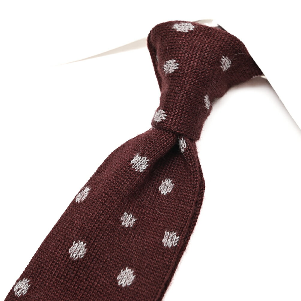 Rakuten - 【スーパーSALE】【半額以下】 バルバ BARBA ネクタイ ニットタイ メンズ シルク カシミヤ ドット ワインレッド イタリア ブランド MADE IN ITALY ビジネス ギフト プレゼント ラッピング無料