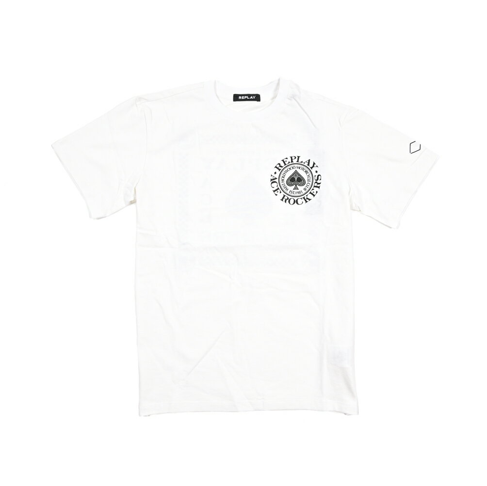 Rakuten - 【半額以下】【70％OFF】 リプレイ REPLAY ロゴ Tシャツ カットソー 半袖 クルーネック 春夏 メンズ コットン 100％ ロゴ ホワイト イタリア ブランド