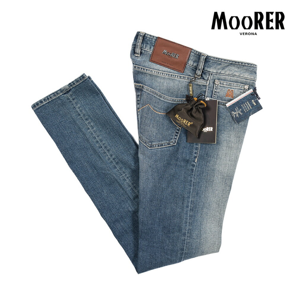 乐天商城 - 【スーパーSALE】【半額以下】 ムーレー MOORER CREDI-PS702 デニムジーンズ 5ポケット パンツ メンズ スリムフィット Japanese Fabric コットンストレッチ ブルー イタリア ブランド MADE IN ITALY