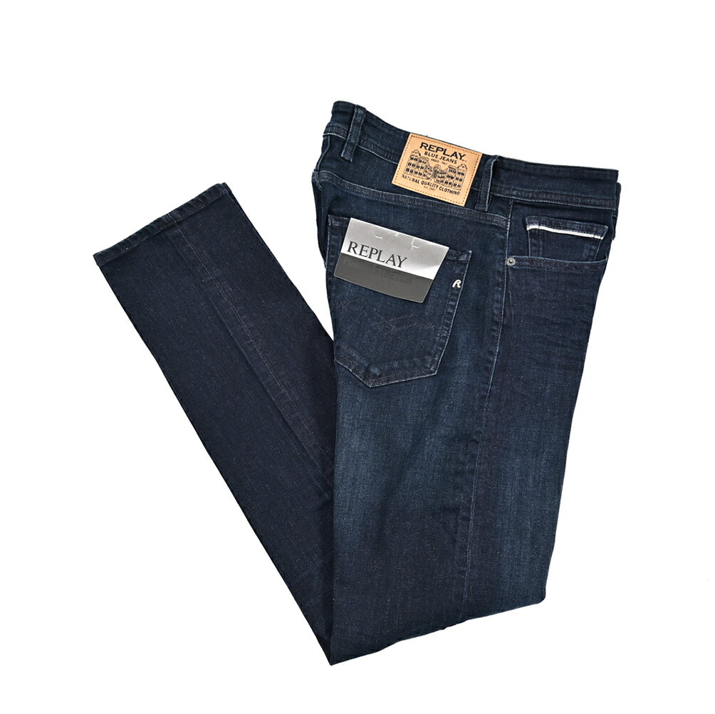 Rakuten - 【SALE】【半額以下】 リプレイ REPLAY GROVER グローバー デニムジーンズ ストレッチパンツ メンズ STRAIGHT FIT ストレートフィット POWER STRETCH パワーストレッチ コットン ネイビー イタリア ブランド MA972Z