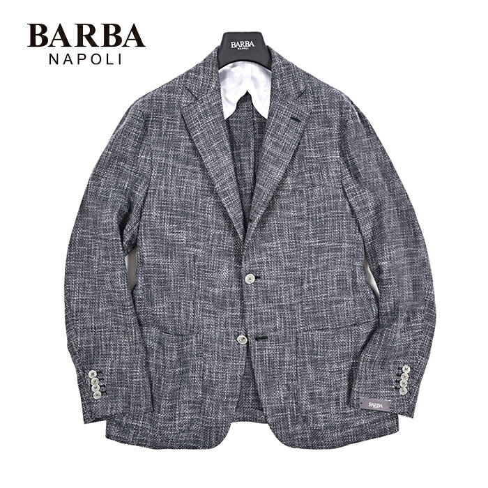 【新春初売り】【半額以下】 バルバ BARBA 【2026年 春夏新作】 JACKET JIMMY テーラードジャケット 段返り3Bシングル 春夏 メンズ Loro Piana ロロピアーナ SOFTIME ヴァージンウール コットン シルク リネン 織柄 ネイビー MADE IN ITALY