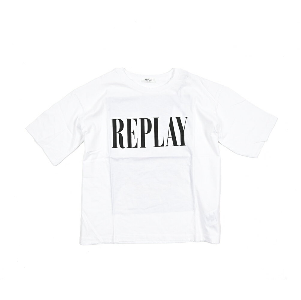 Rakuten - 【半額以下】【70％OFF】 リプレイ REPLAY ロゴ Tシャツ カットソー 半袖 クルーネック ワイドシルエット 春夏 レディース コットン 100% ロゴ ホワイト イタリア ブランド