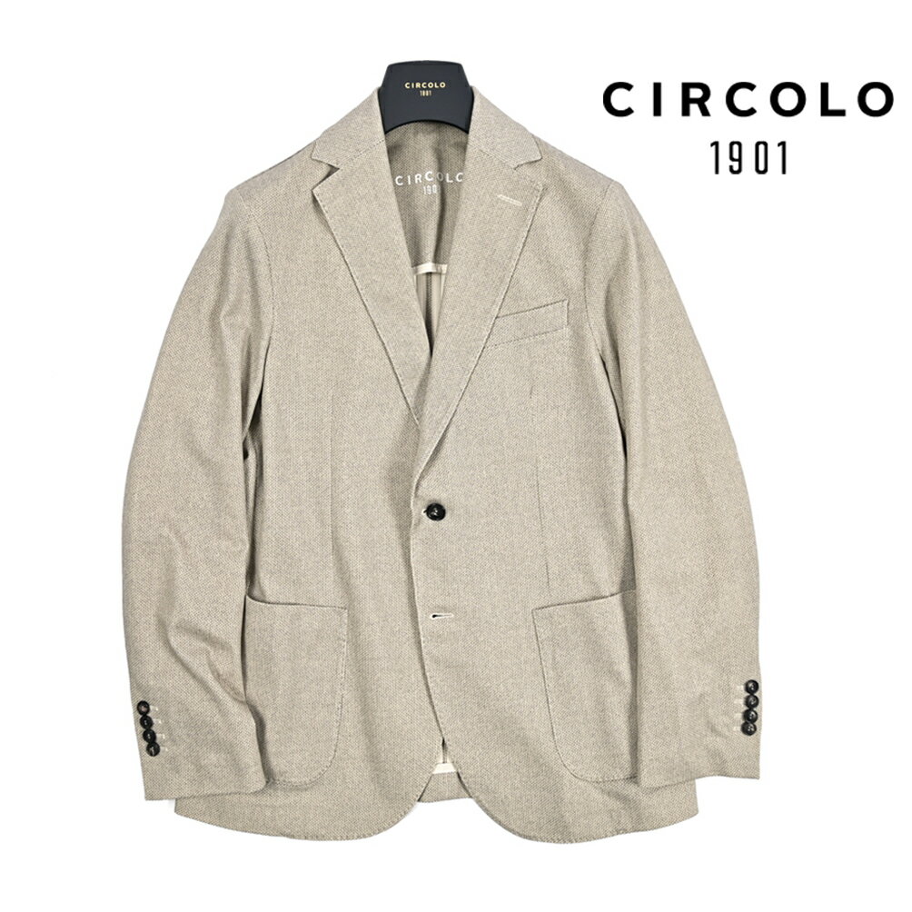 Rakuten - 【P10倍】 チルコロ CIRCOLO 1901 【2026年 春夏新作】 テーラードジャケット イージーブレザー 2Bシングル ノッチドラペル 春夏 メンズ コットンストレッチ 織柄 バーズアイ グレージュ イタリア ブランド