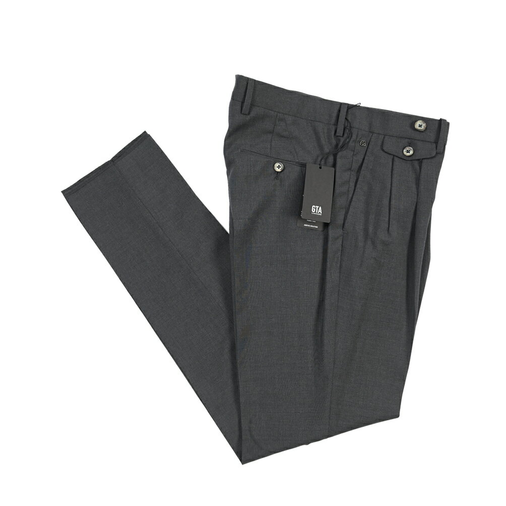 樂天商城 - 【春夏先行セール】【40％OFF】 ジーティーアー GTA HARRY ハリー COMFORT コンフォート ウールスラックス ツータック グルカパンツ 春夏 メンズ ウール 100% ダークグレー イタリア ブランド