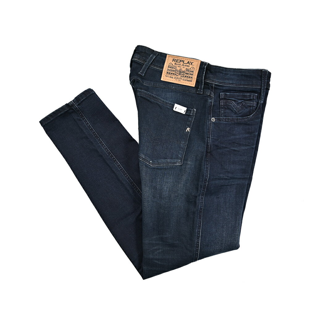 Rakuten - 【SALE】【半額以下】 リプレイ REPLAY ANBASS アンバス デニムジーンズ ストレッチパンツ メンズ SLIM FIT スリムフィット POWER STRETCH コットン ネイビー イタリア ブランド M914