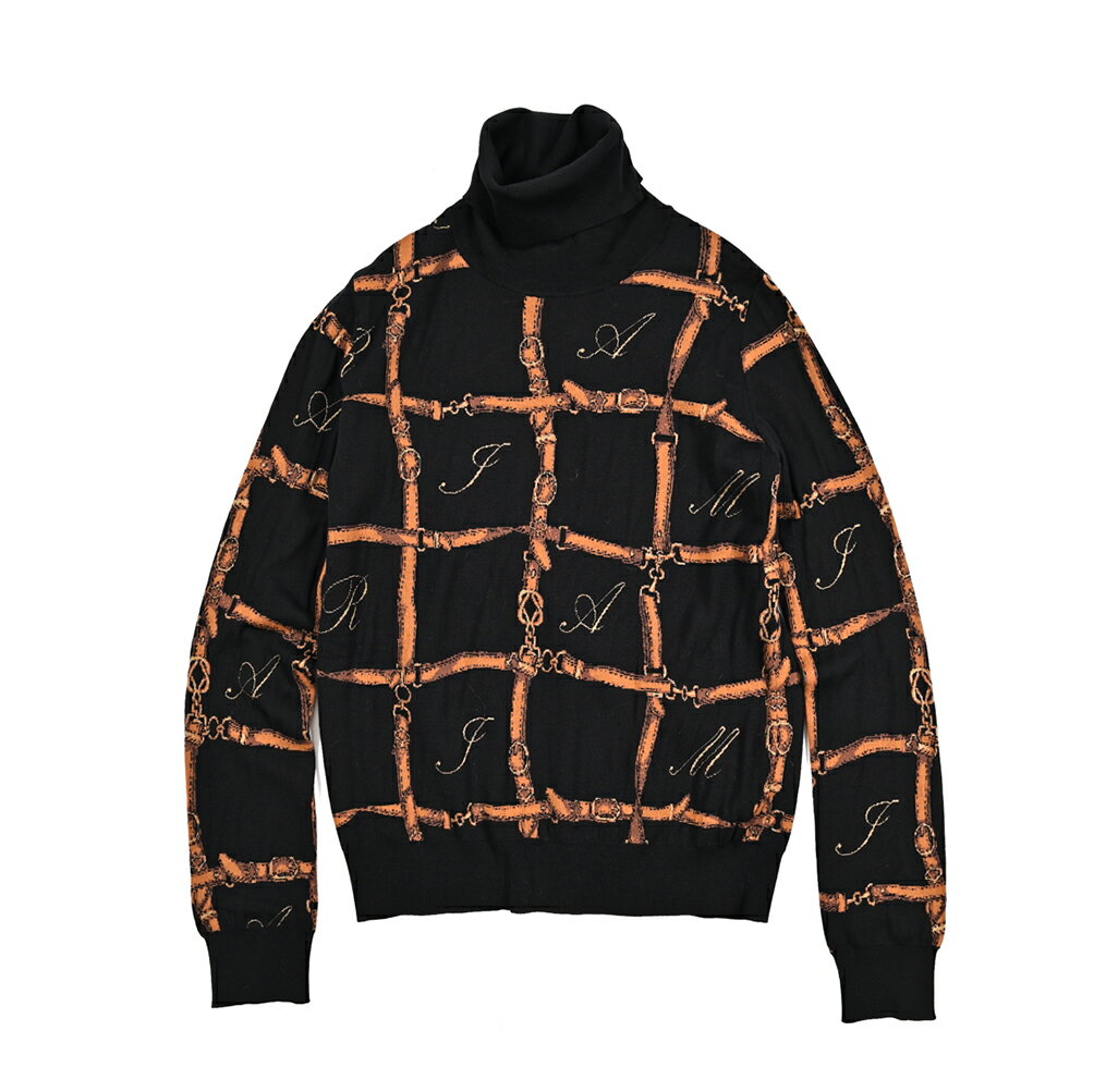 Necked Turtle - 【SALE】【半額以下】【P10倍】 アミリ AMIRI ニットセーター タートルネック ハイゲージ 長袖 秋冬 メンズ ポリエステル コットン 総柄 ブラック アメリカ ブランド MADE IN ITALY