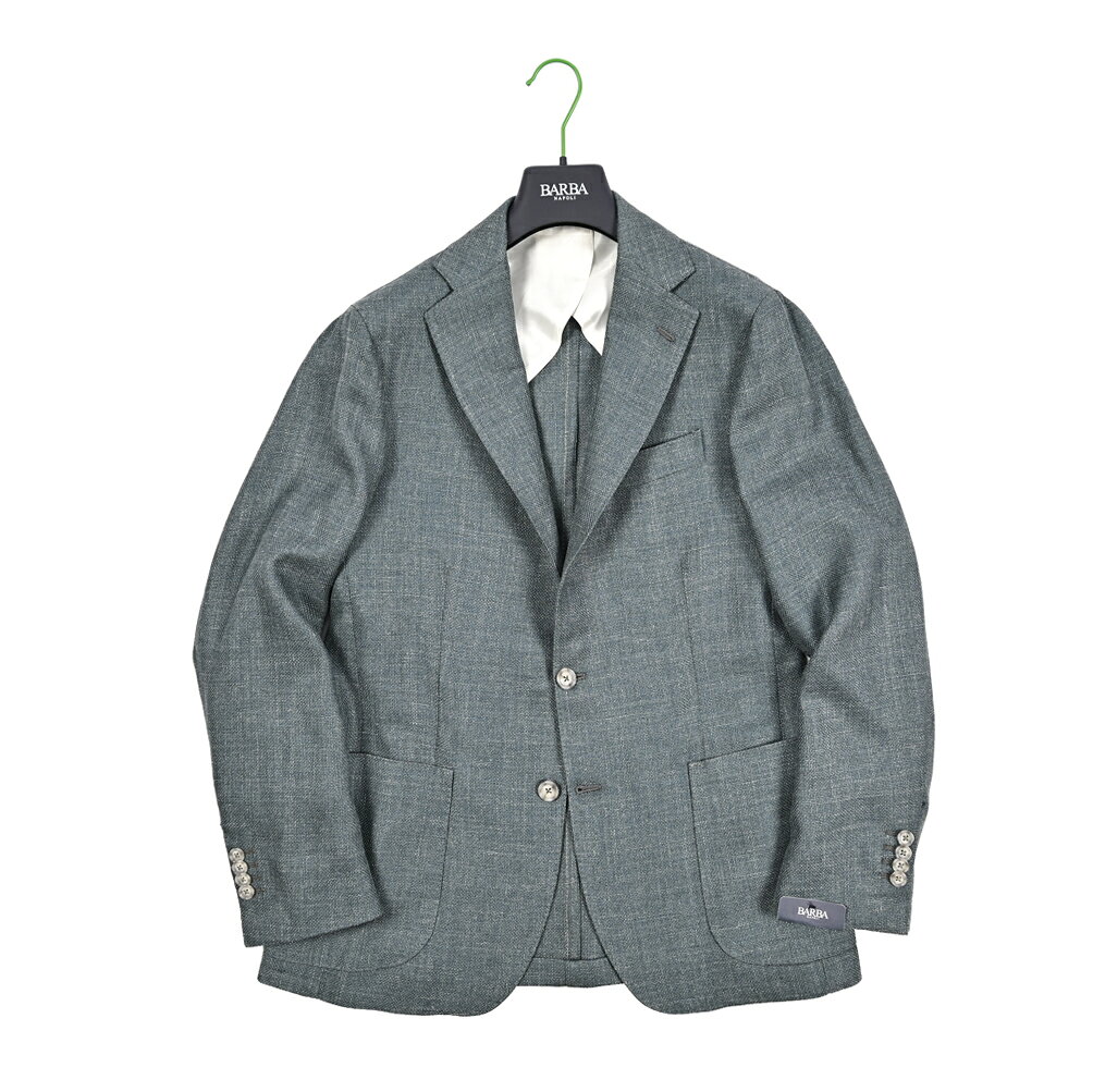 Rakuten - 【SALE】【半額以下】 バルバ BARBA 【2026年 春夏新作】 JACKET JIM2 テーラードジャケット 2Bシングル 春夏 メンズ ヴァージンウール シルク リネン 織柄 グリーン MADE IN ITALY