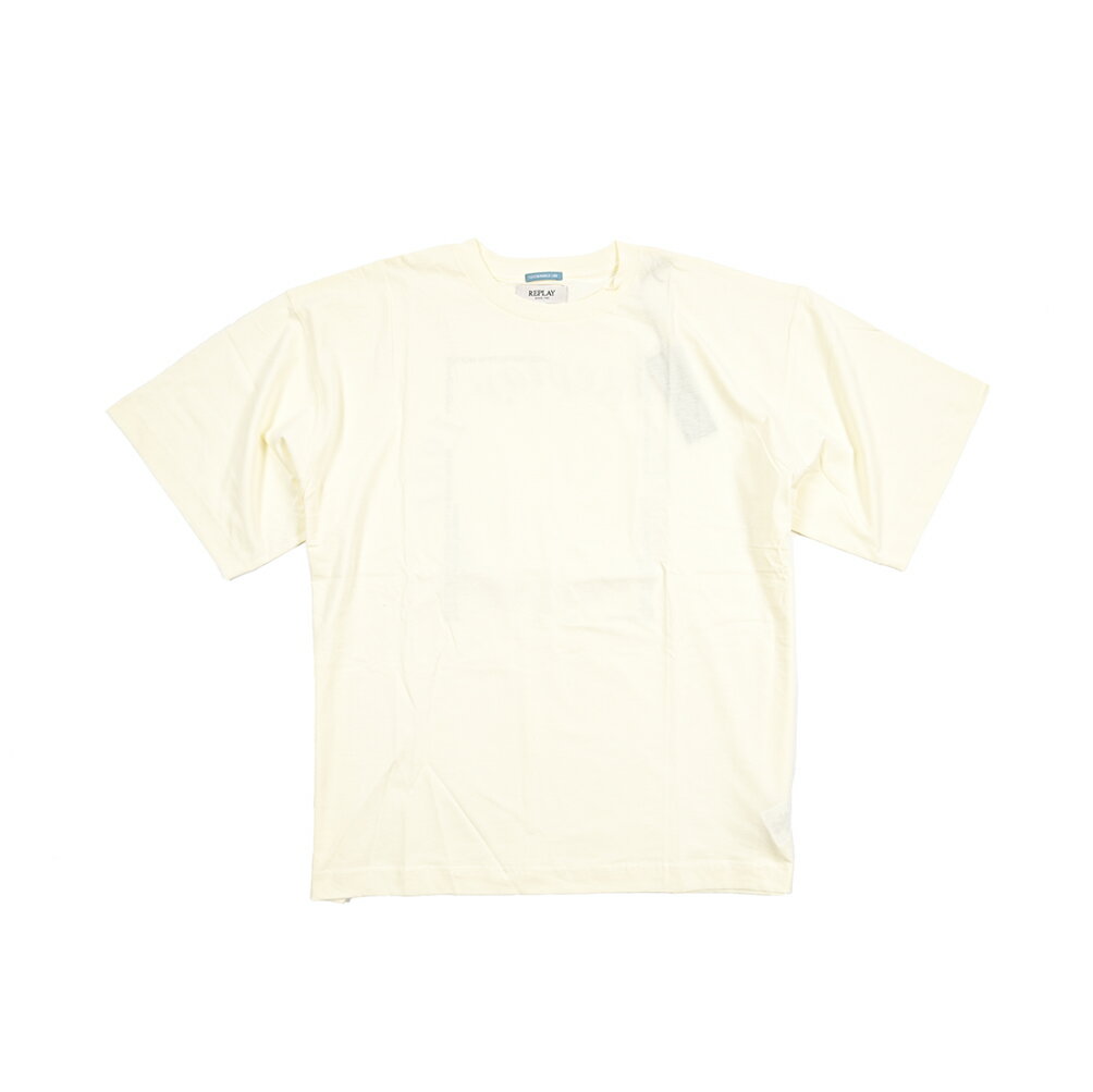 Rakuten - 【半額以下】【70％OFF】 リプレイ REPLAY ロゴ Tシャツ カットソー 半袖 クルーネック ワイドシルエット 春夏 レディース オーガニックコットン 100% ロゴ オフホワイト イタリア ブランド