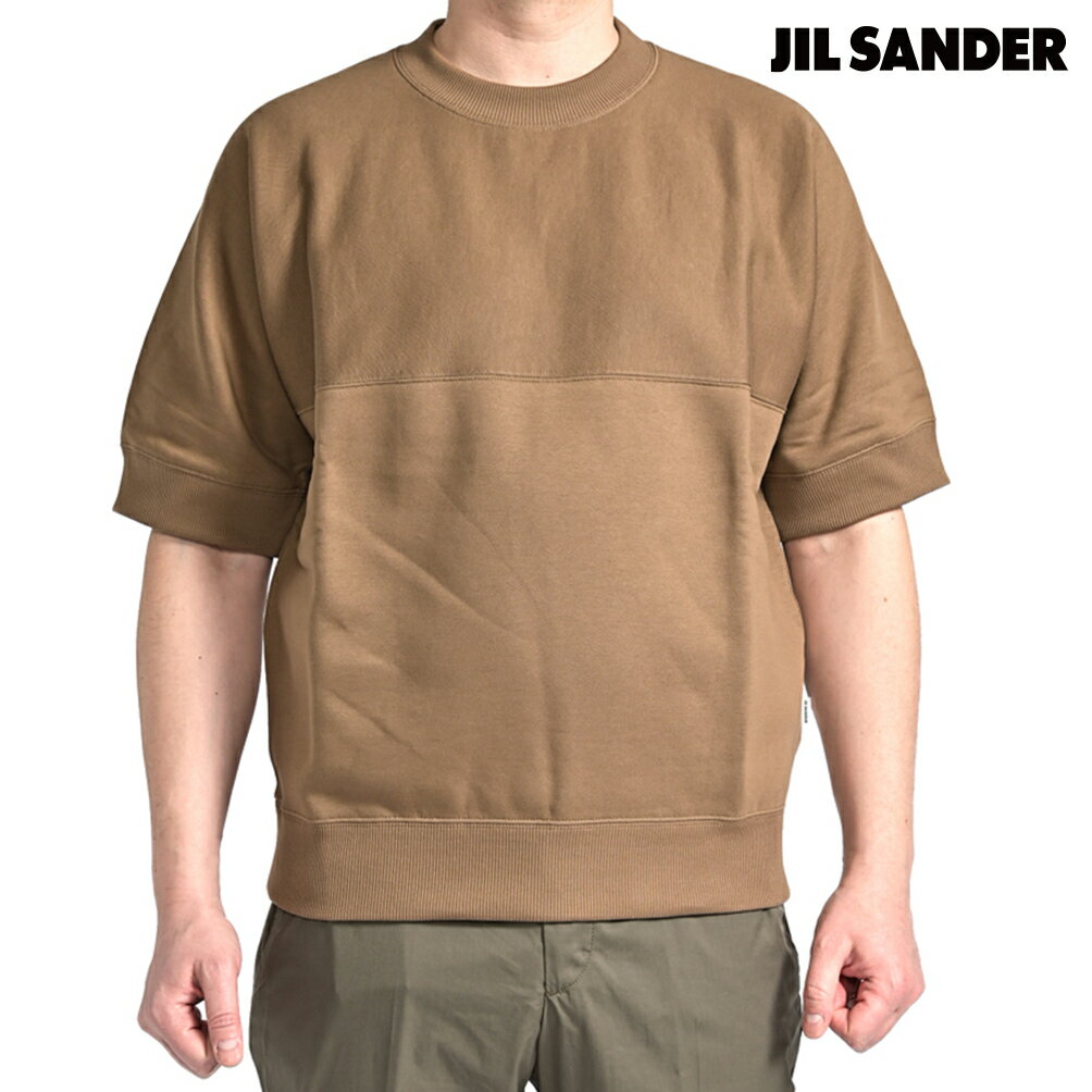 Rakuten - 【P10倍】 ジルサンダー JIL SANDER 【2026年 春夏新作】 ライトコットンテリー 半袖 スウェットシャツ ドロップショルダー クルーネック 春夏 秋 3シーズン メンズ コットン 100% 裏微起毛 ブラウン イタリア ブランド MADE IN ITALY