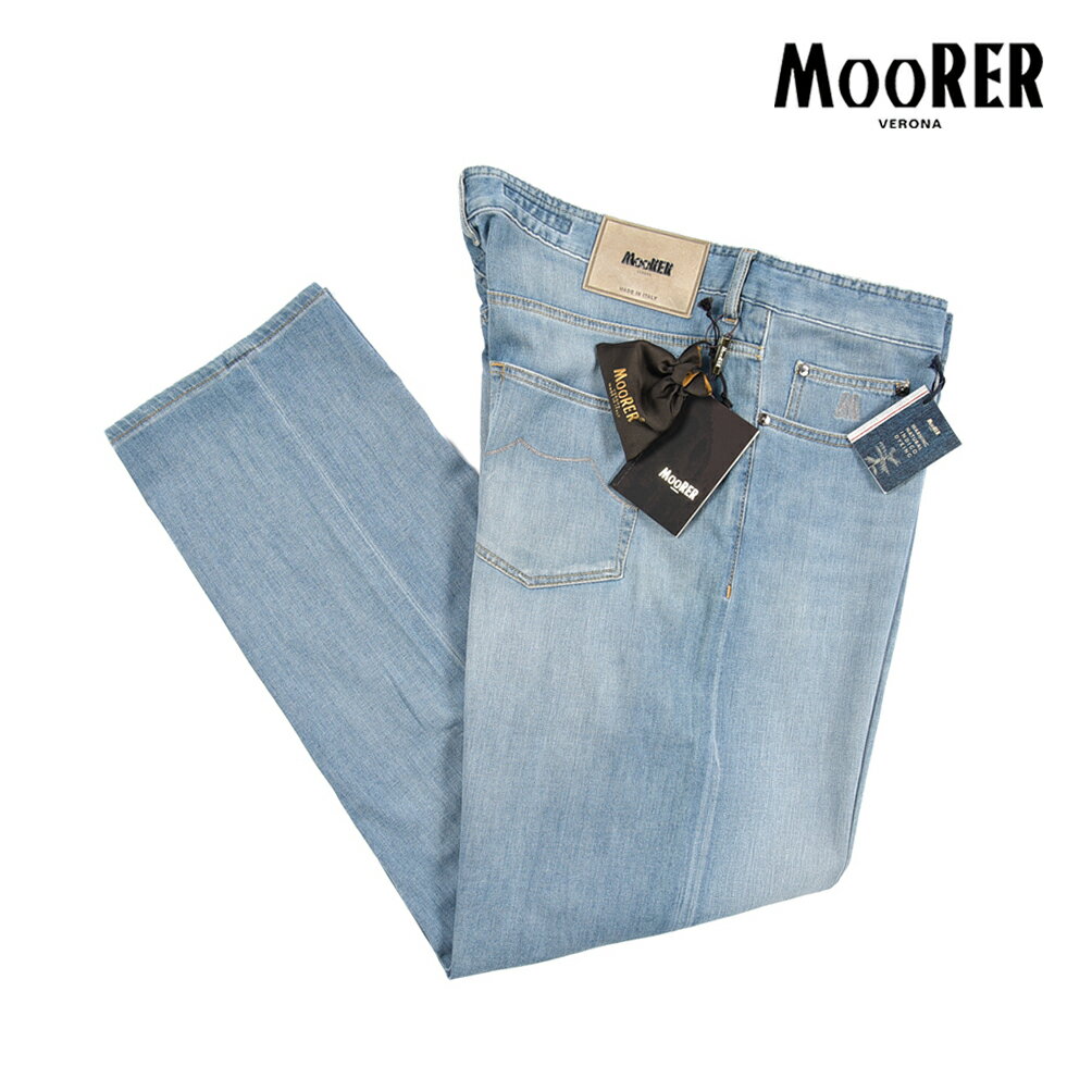 Rakuten - 【スーパーSALE】【半額以下】 ムーレー MOORER PILON-PS705 デニムジーンズ 5ポケット パンツ メンズ Japanese Fabric コットンストレッチ ライトブルー イタリア ブランド MADE IN ITALY