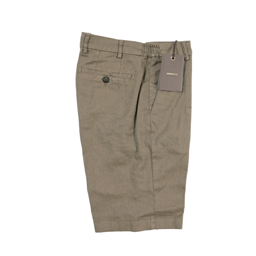 樂天商城 - 【春夏先行セール】【33％OFF】 ベルウィッチ BERWICH BERMUDA ELAX-GD バミューダ 麻混 ショーツ ノータック ハーフパンツ ショートパンツ 春夏 メンズ 製品染め リネン コットン ストレッチ カーキグリーン イタリア ブランド MADE IN ITALY