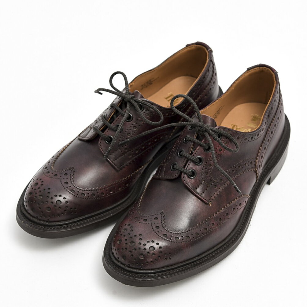 トリッカーズ Tricker's BOURTON レザーシューズ ウイングチップ フルブローグ メンズ カーフレザー ワインレッド／26cm 27cm／イギリス ブランド【あす楽対応_関東】