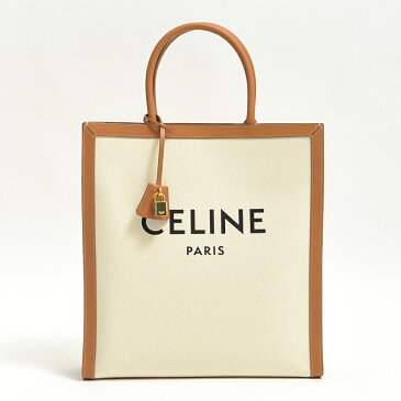 CELINE セリーヌ 【送料無料】【2020年 春夏新作】CABAS VERTICAL カバ バーティカル トートバッグ プリント キャンバス カーフスキン ナチュラル タン／パリ ブランド カジュアル【あす楽対応_関東】